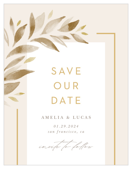 Let family and friends know of your upcoming wedding with our Soft Leaves Save the Date Magnets.