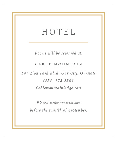 Give your out-of-town loved ones information on the best local hotel around when you send out our Alluring Aubrey Accommodation Cards.