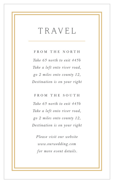 Our Alluring Aubrey Direction Cards guide family and friends to your wedding venue with ease.