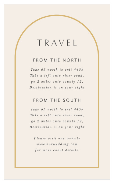 Guide family and friends to your wedding venue with ease when you send out our Modern Arch Direction Cards.