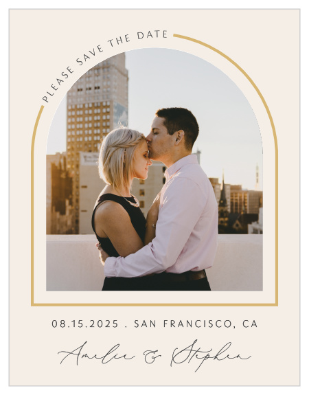 Announce your upcoming wedding to close friends and family with our Modern Arch Save the Date Magnets.