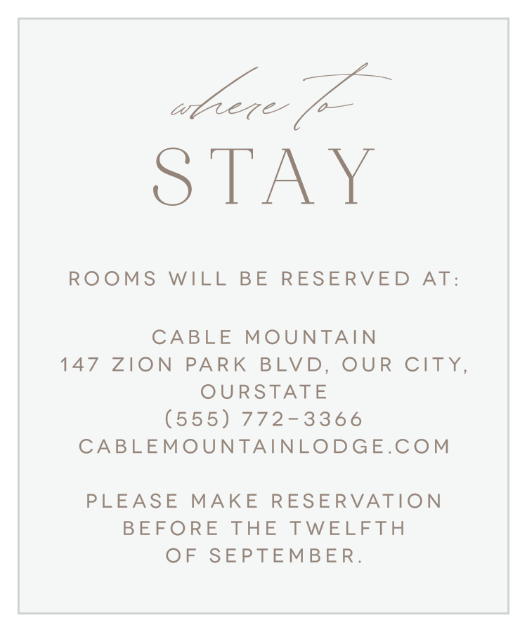 Romantic Type Accommodation Cards