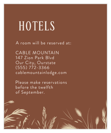 Our Prairie Meadow Accommodation Cards let your out-of-town guests know where the best local hotel is!