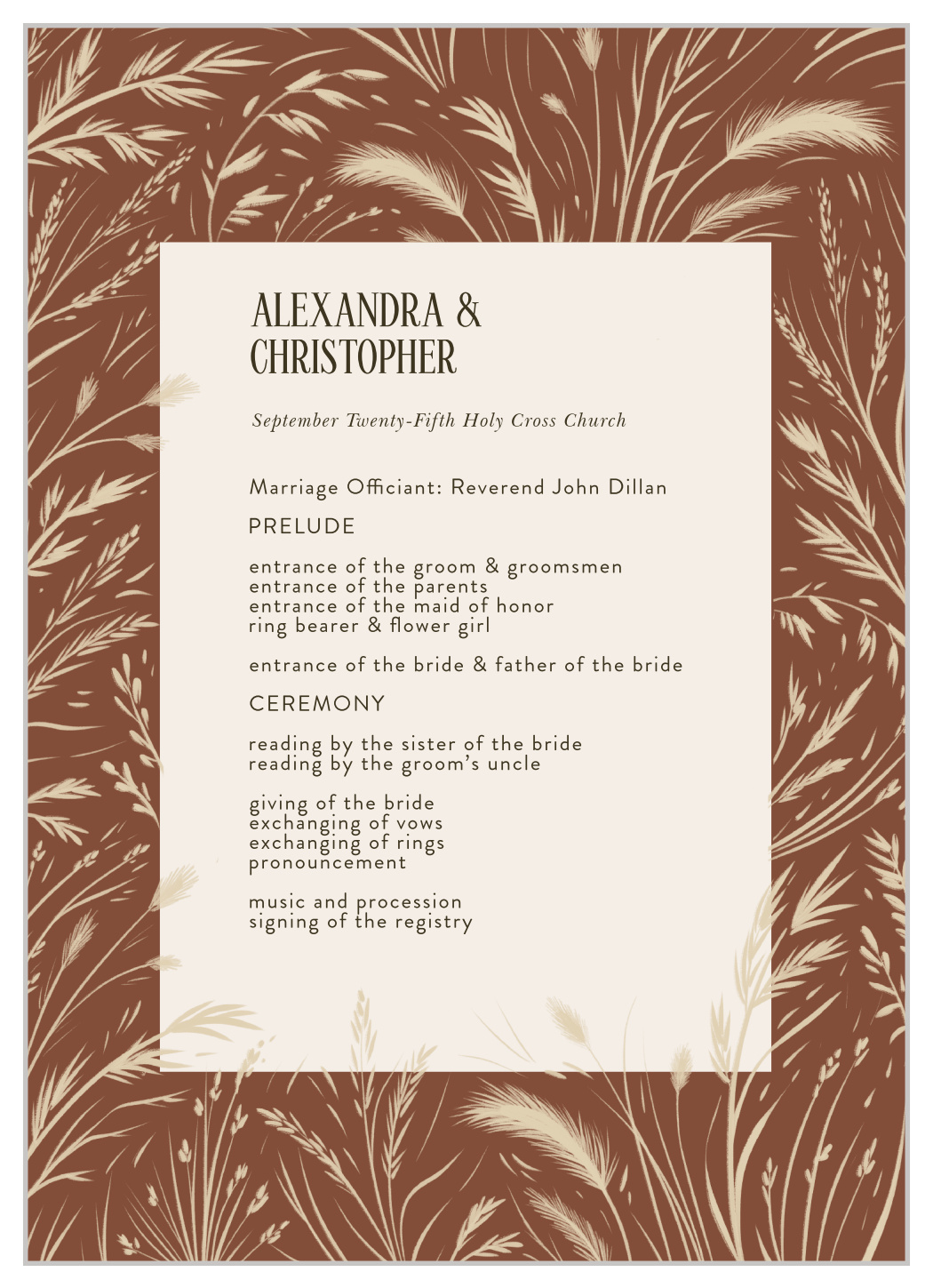 Prairie Meadow Wedding Programs