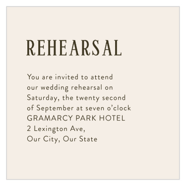 Our Prairie Meadow Rehearsal Cards bring family and friends together the night before your wedding to make sure everything goes smoothly.