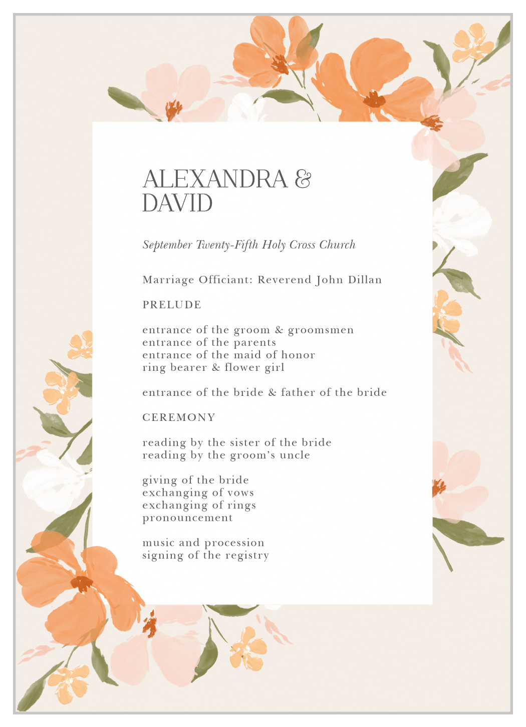 Colorful Cosmos Wedding Programs