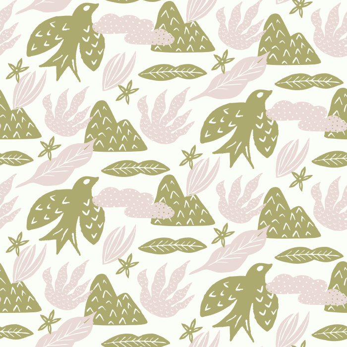 Transform your space with our folk art inspired Nordic Birds Peel and Stick Removable Wallpaper. 