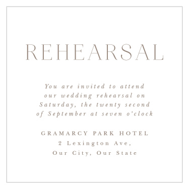 Bring your guests together the night before your wedding with our Lasting Tradition Rehearsal Cards.
