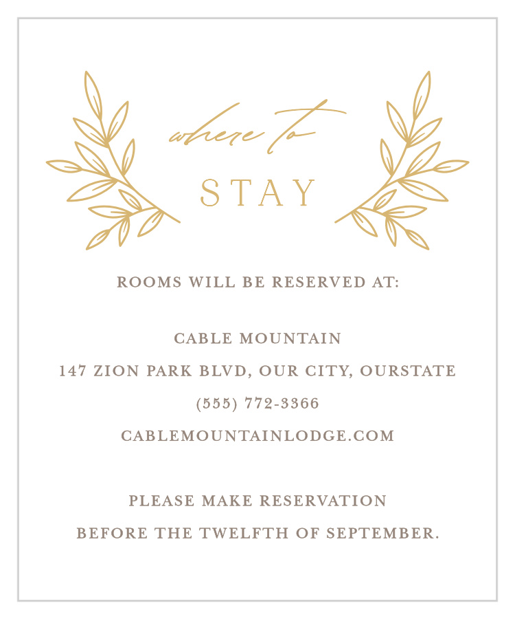 Botanical Crest Accommodation Cards