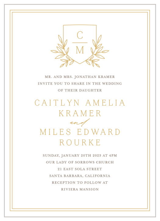 Gather family and friends together to celebrate your special day with you when you send out our Botanical Crest Wedding Invitations.