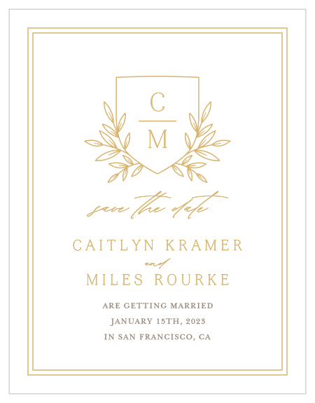 Our Botanical Crest Save the Date Magnets announce your engagement to close family and friends.