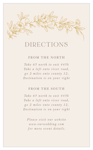Our Romantic Garden Direction Cards help guide family and friends through every turn on the way to your wedding venue.