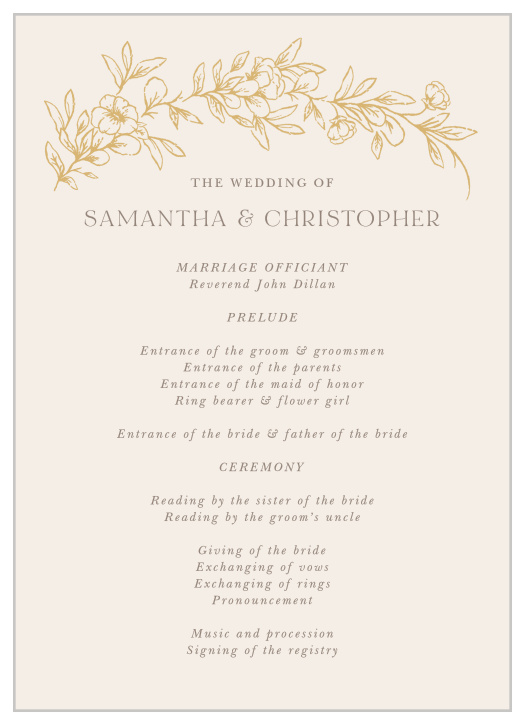 Our Romantic Garden Wedding Programs walk family and friends through every step of your ceremony.