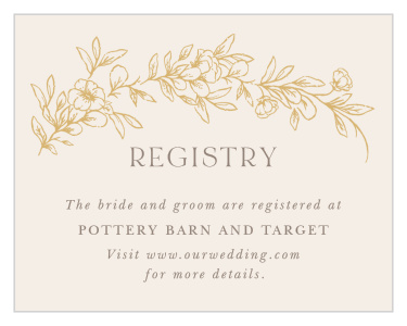 Our Romantic Garden Registry Cards let family and friends know where you would like your wedding gifts from.