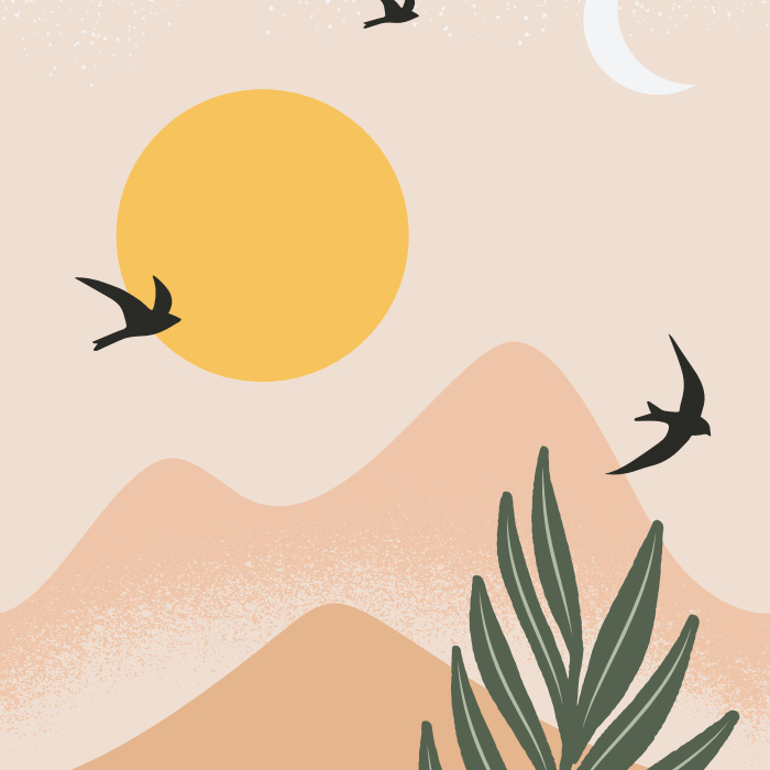 Add a sunny touch to your interior design with our Mountain Scene Peel and Stick Wallpaper. 