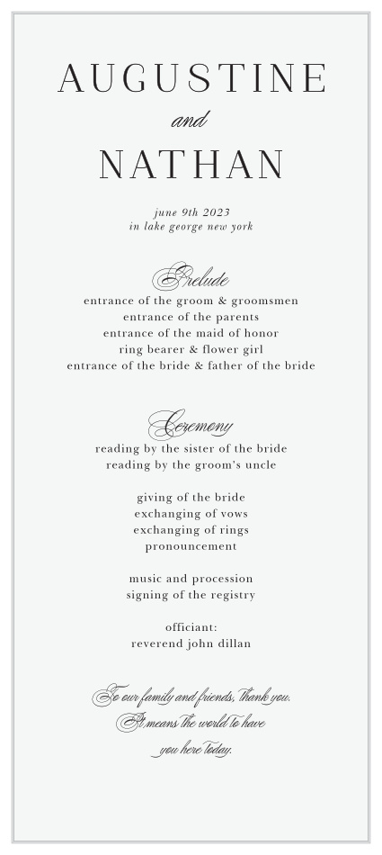 Walk family and friends through your ceremony with our Opaque Love Tea Wedding Programs. 