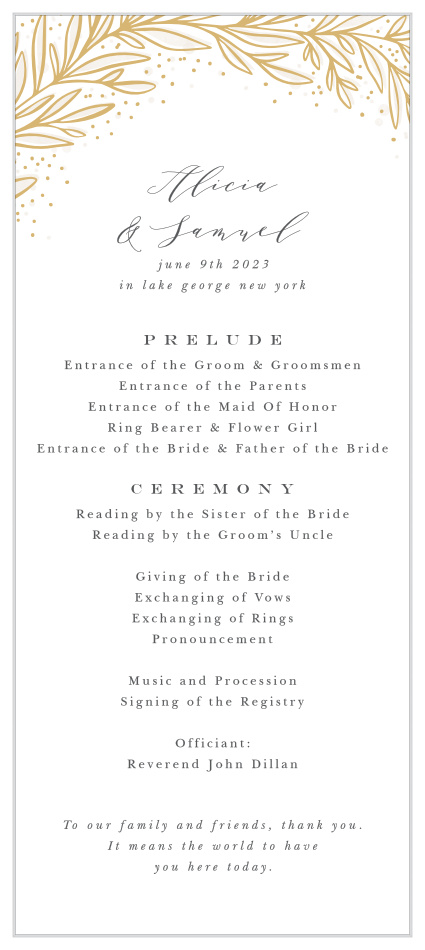 Create the perfect day with our Draped Leaves Tea Wedding Programs. 