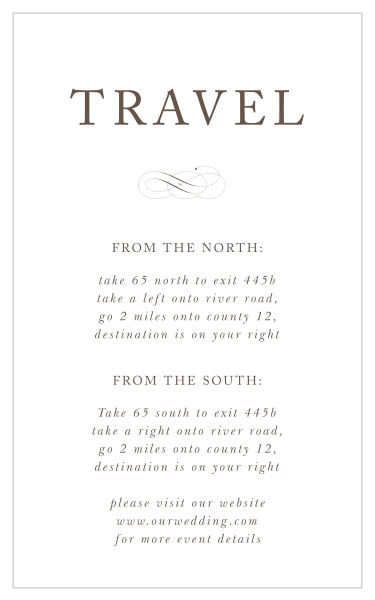 Our Charming Script Direction Cards lead family and friends to your wedding venues with ease.