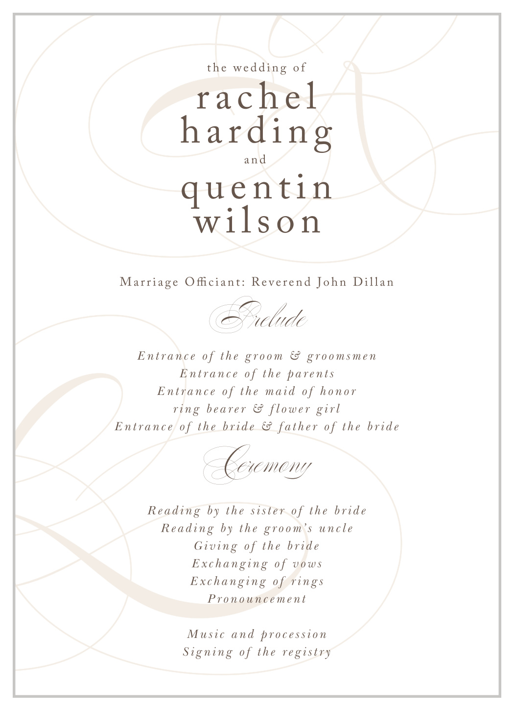 Charming Script Wedding Programs