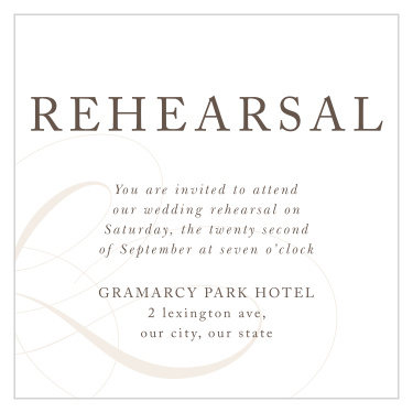 Our Charming Script Rehearsal Cards bring family and friends together to practice before your wedding to make sure everything is perfect.
