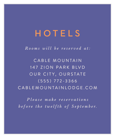 Let out-of-town family and friends where you have booked a block of rooms with our Fluid Florals Accommodation Cards.