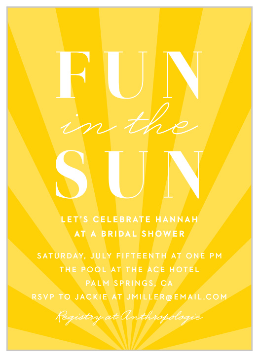 Gather your friends and family for pre-wedding festivities with the chic look of our Sunshine Rays Bridal Shower Invitations.