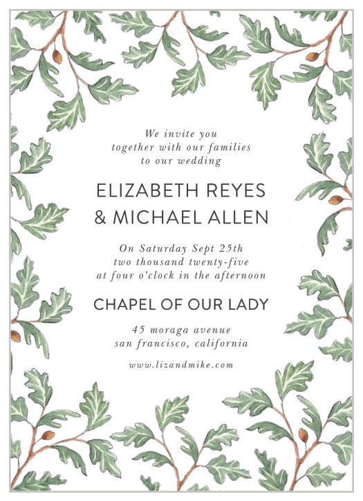 Our Oak Leaves Wedding Invitations are sure to surround you with family and friends on your special day.