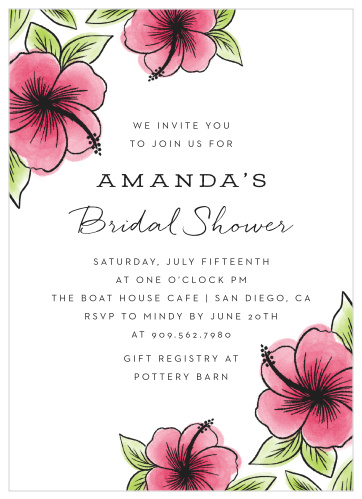 Send out this Hawaiian Hibiscus shower card that is truly one of a kind.