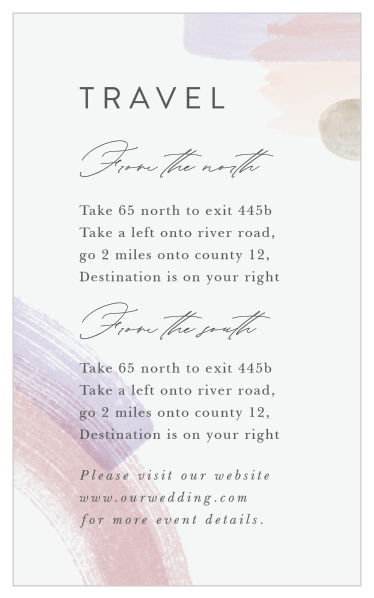 Family and friends will have no issue finding your wedding venue with the help of our Painted Abstract Direction Cards.