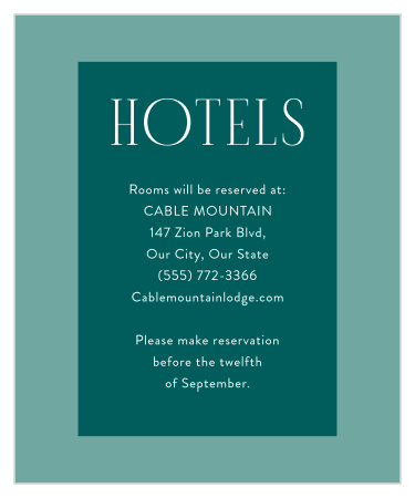 Our Classic Checker Accommodation Cards recommend the best local hotel to your out-of-town family and friends.