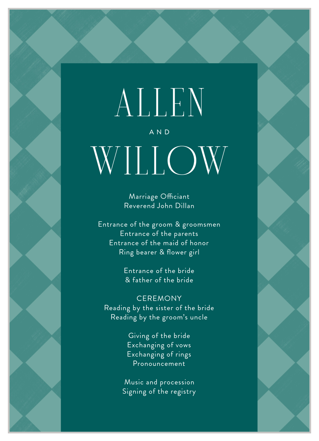 Classic Checker Wedding Programs