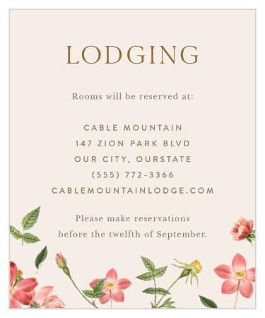 Suggest the best local hotels to out-of-town family and friends with our Foraged Florals Accommodation Cards.