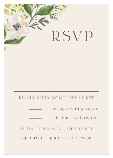 Gather a headcount of every friend and family member that plans to attend your wedding with our Spring Bouquet Response Cards.