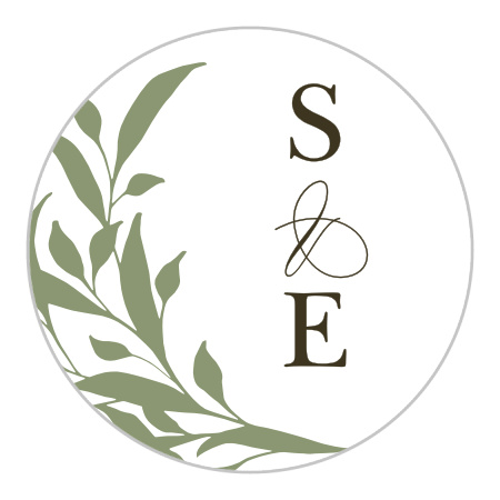 Leafy Crest Wedding Stickers