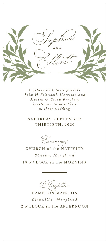 Set the mood for your wedding with our Leafy Crest Tea Wedding Invitations.