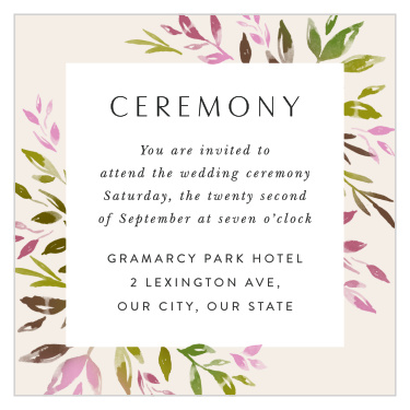 Our Vibrant Foliage Ceremony Cards are sure to bring family and friends together for your special day.
