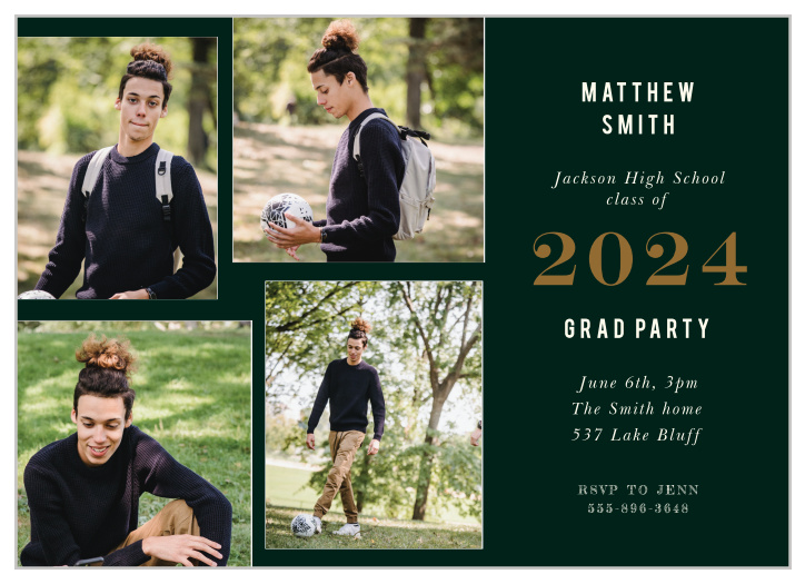 Our Soccer Player Graduation Invitations surround you with close friends and family as you celebrate your biggest achievement to date.