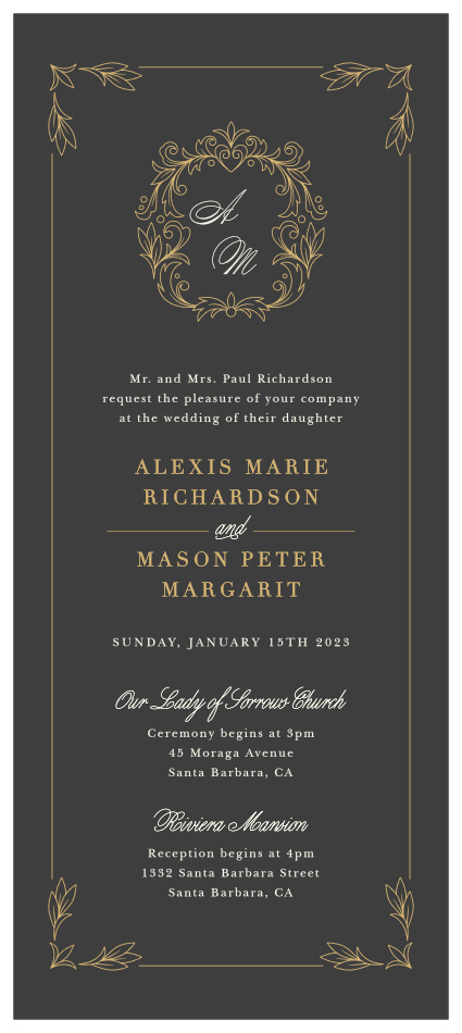 Our Ornate Baroque Tea Wedding Invitations bring close friends and family together for your special day.