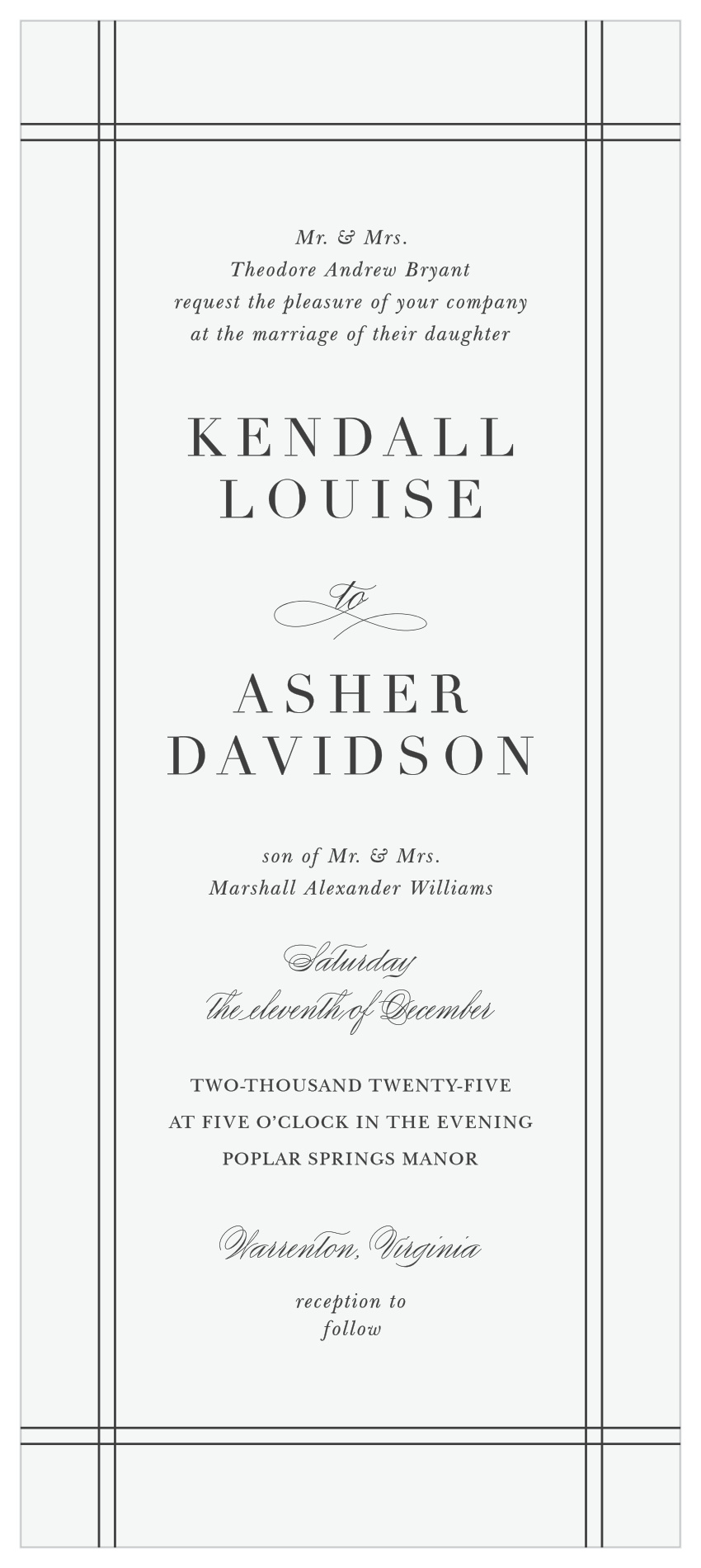 Classical Statement Tea Wedding Invitations