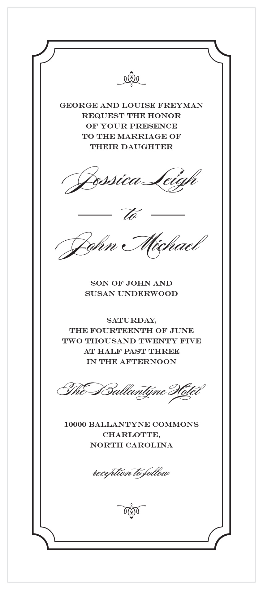 Elegant Script Tea Wedding Invitations