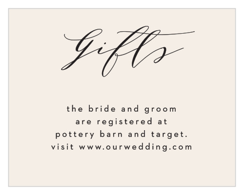 Let family and friends know where you would like your wedding gifts from when you send out our Cutest Couple Registry Cards.