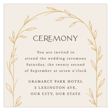 Our Arched Vine Ceremony Cards are sure to bring your loved ones together for your special day.
