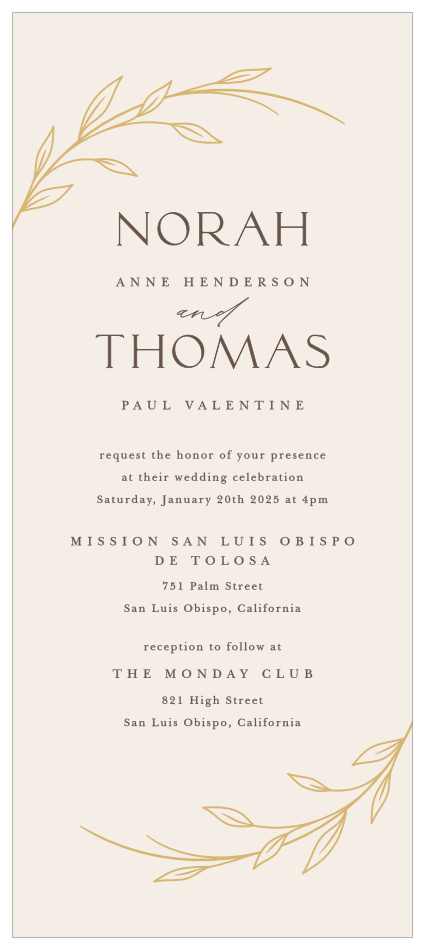 Surround yourselves with family and friends on your special day when you send out our Arched Vine Tea Wedding Invitations.