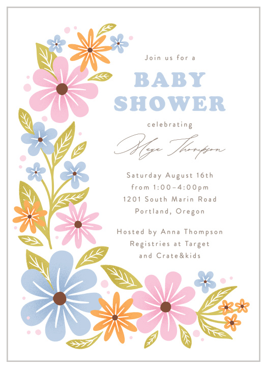 Celebrate your little one on the way with family and friends when you send out our Flower Power Baby Shower Invitations.