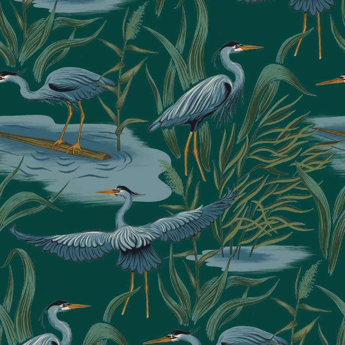 Create a space of serenity with our Great Blue Heron Peel and Stick Wallpaper. 