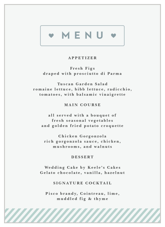 Our modern Boarding Pass Wedding Menus are just what you need to list every course of your event's meal!