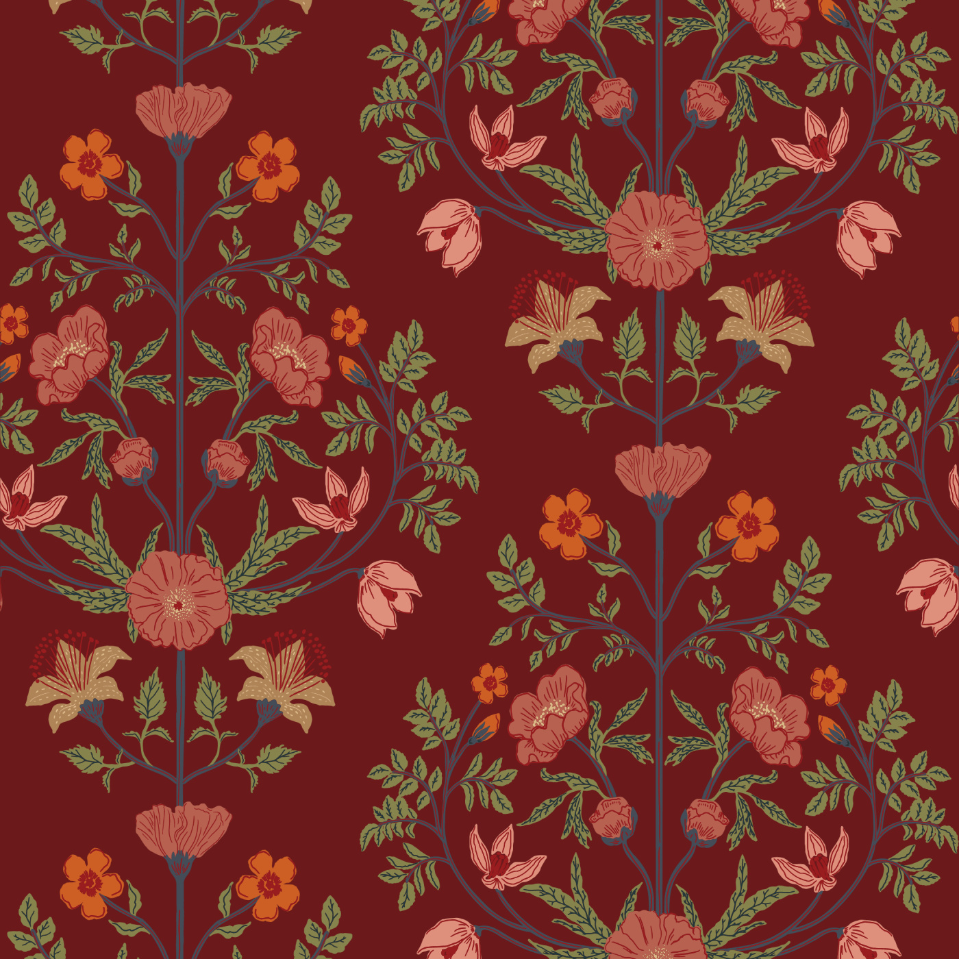 Boho Damask Wallpaper