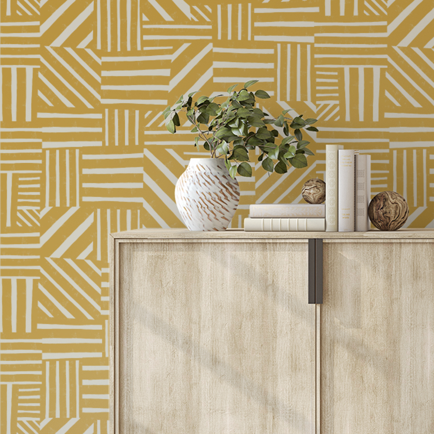 Collaged Lined Peel and Stick Removable Wallpaper | Love vs. Design