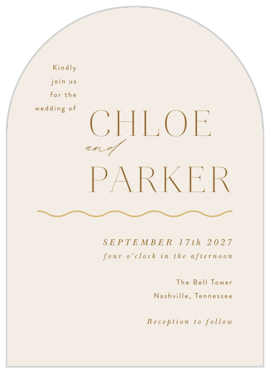 Bring family and friends together for your special day with our Simple Wave Wedding Arch Invitations.