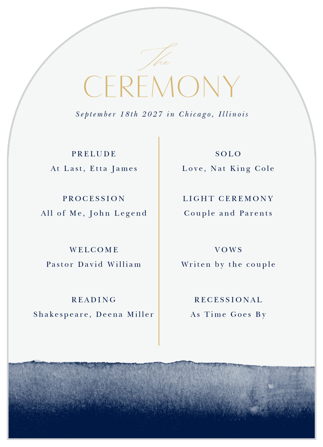 Arched Brushstrokes Wedding Arch Programs